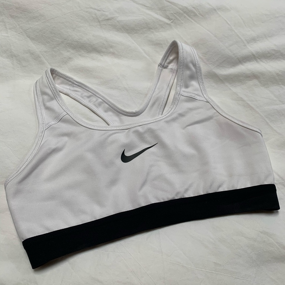 White and Black Nike Sports Bra